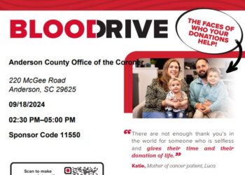 Anderson County Coroner’s Office is Hosting a Blood Drive on Wednesday.
